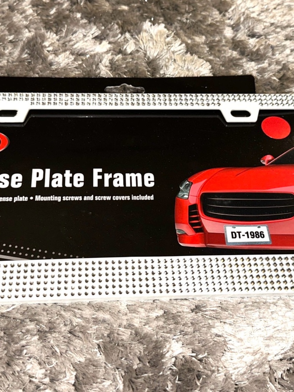 New Plastic Bling Studded Vehicle  License Plate Frame with matching bolts